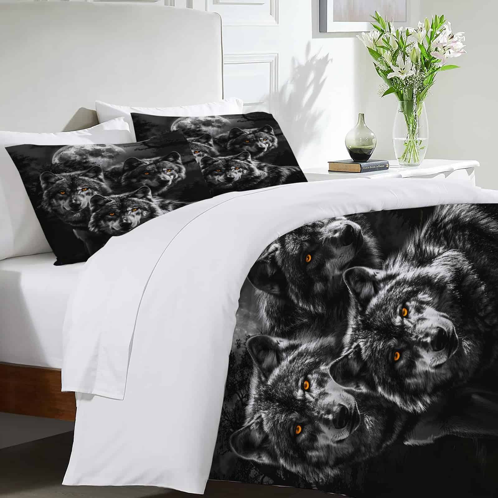 Set de Ropa de Cama de Lobo Juego de Funda de Edredón de - Imagen 5