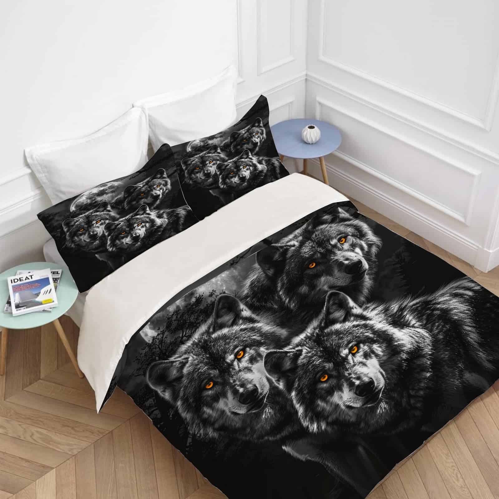 Set de Ropa de Cama de Lobo Juego de Funda de Edredón de - Imagen 3