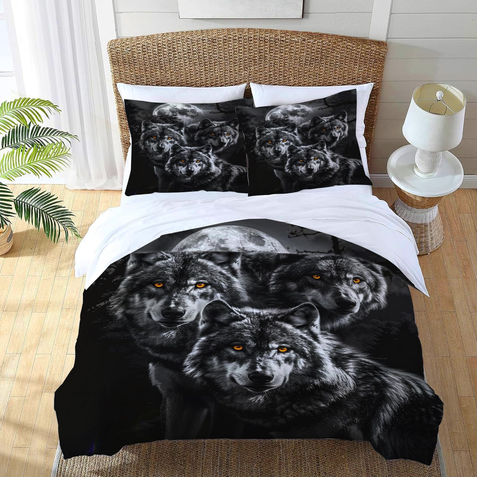 Set de Ropa de Cama de Lobo Juego de Funda de Edredón de - Imagen 4