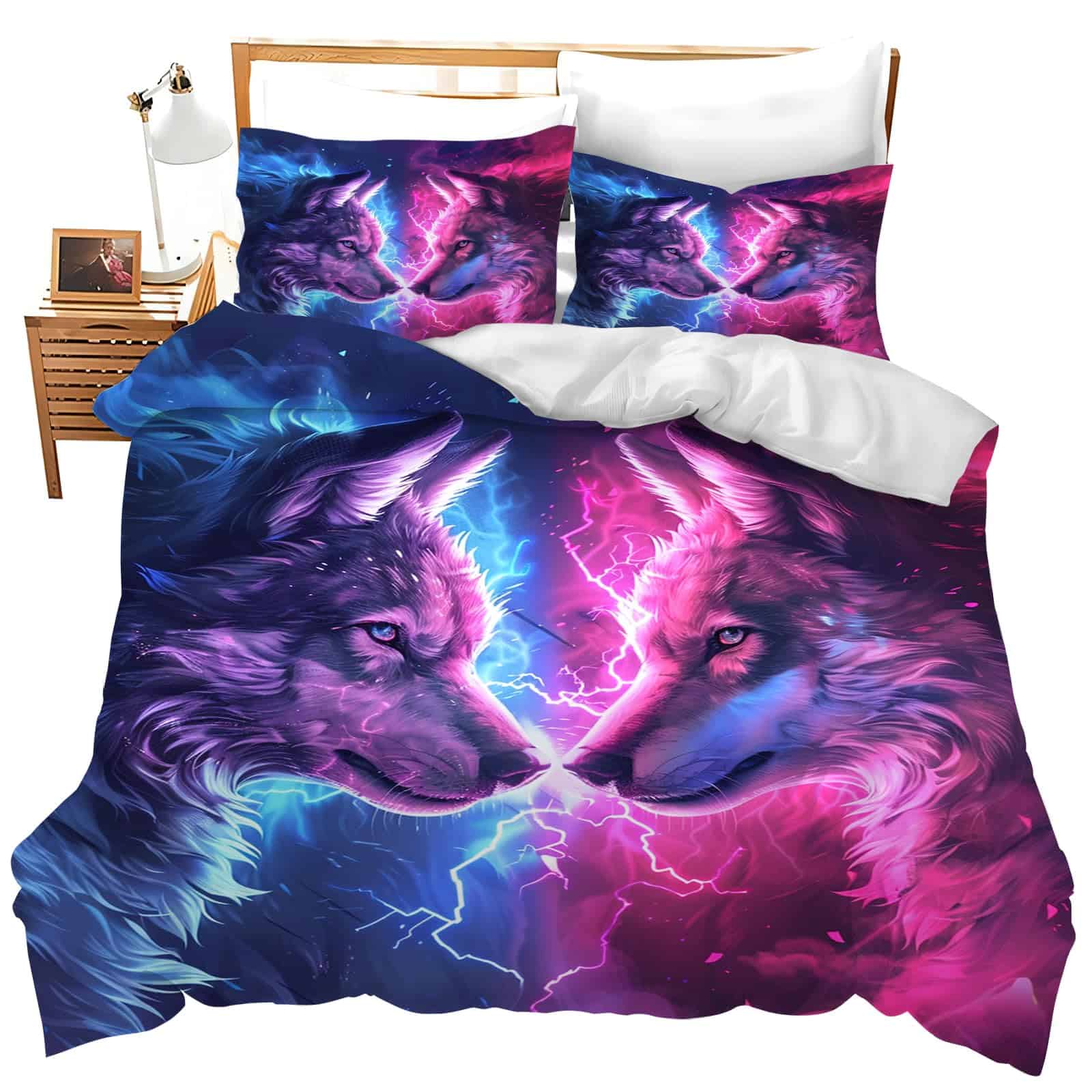 jerkboo Juego de Ropa de Cama de Fantasía de Lobo Funda de