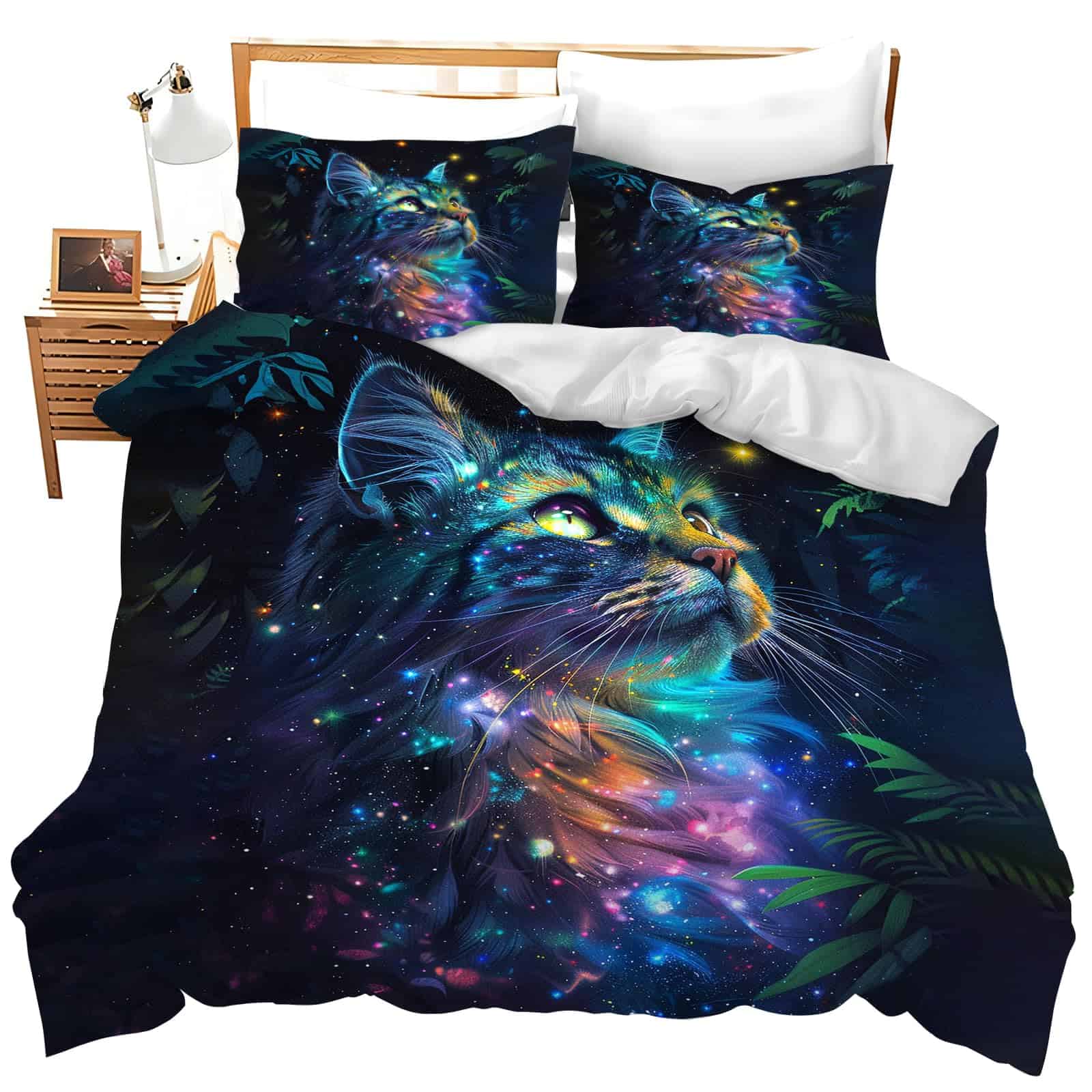 Set de Ropa de Cama jerboo Fantasy Cat. Funda de Edredón de