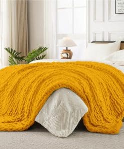 Manta de Punto Grueso Ultra Suave -50 * 60" -Amarillo Mostaz
