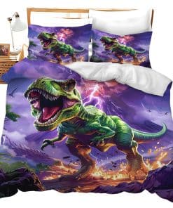 juego de ropa de cama de dinosaurios T-Rex funda de edredón