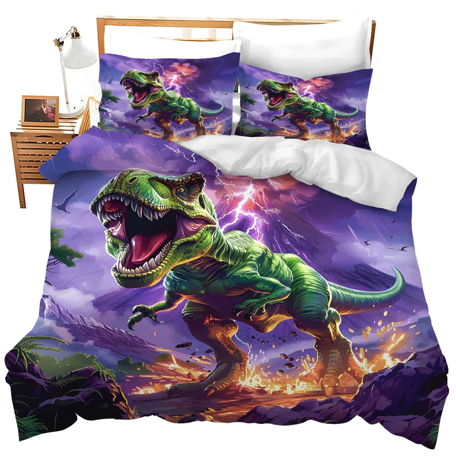 juego de ropa de cama de dinosaurios T-Rex funda de edredón