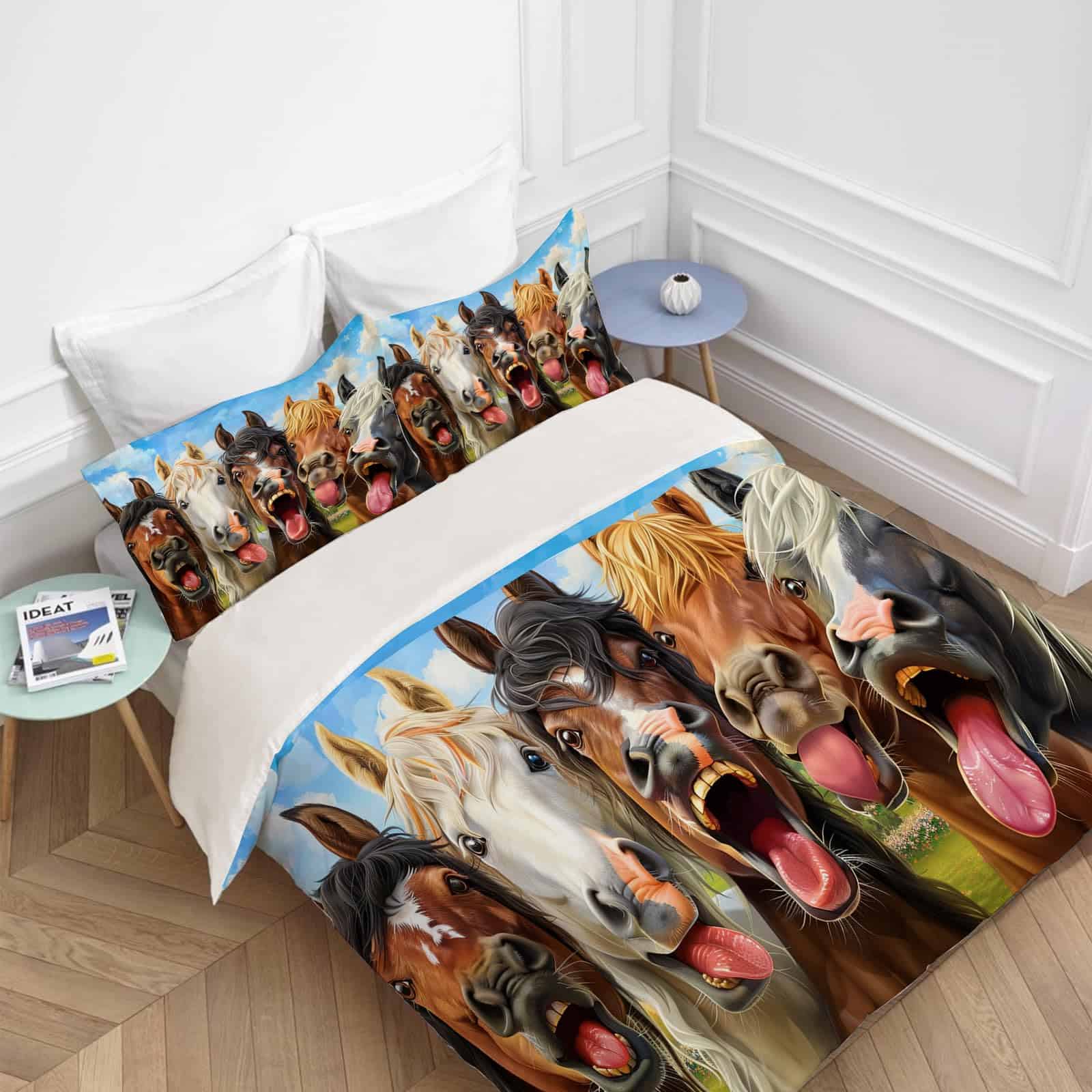 juego de cama divertido de caballos Horse Duvet Cover Twin - Imagen 3