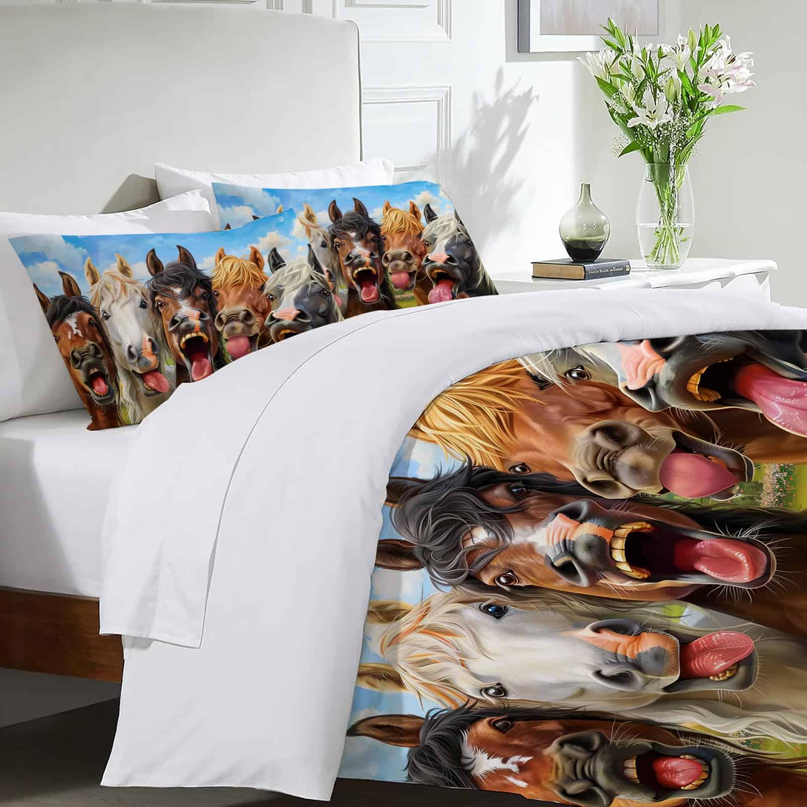 juego de cama divertido de caballos Horse Duvet Cover Twin - Imagen 5
