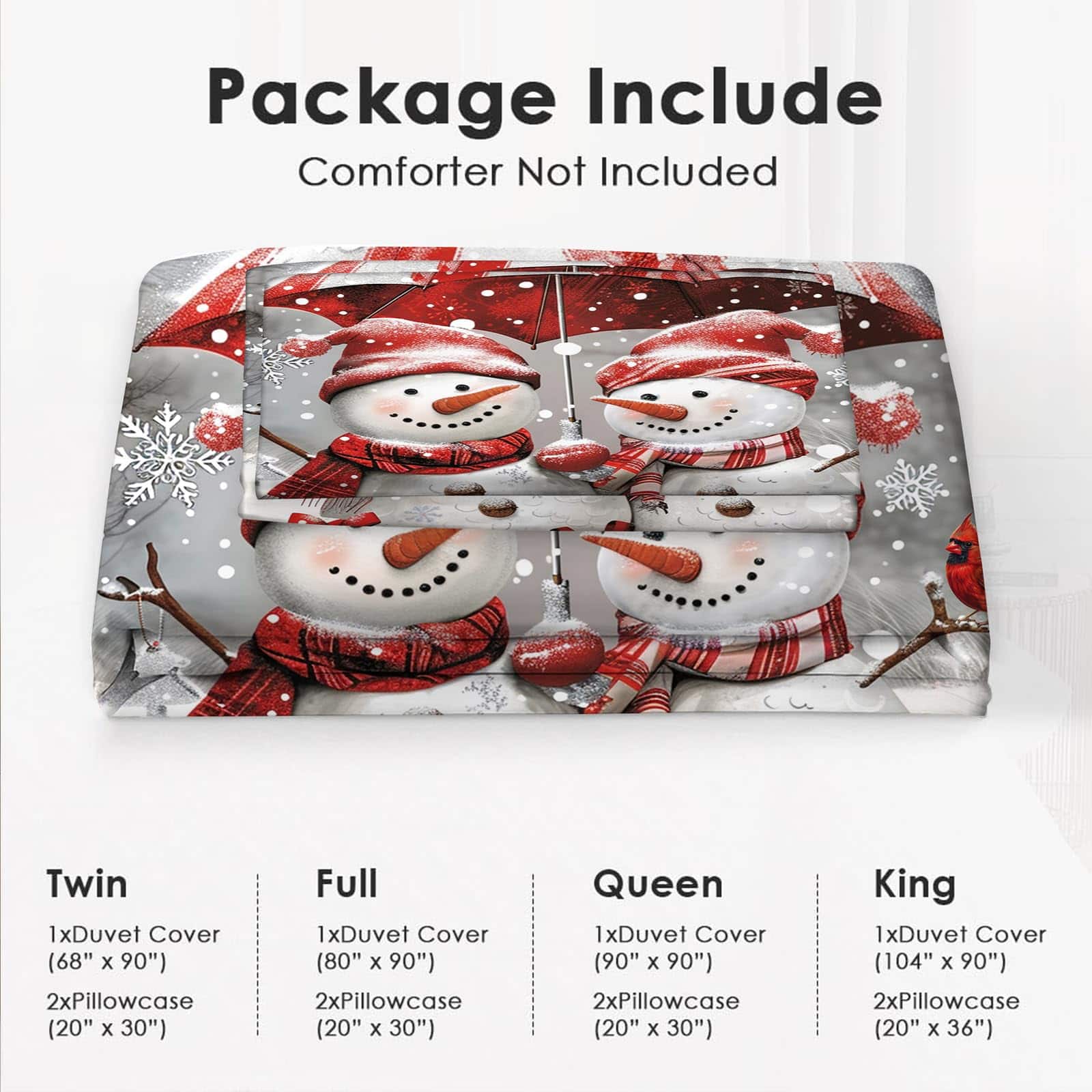 Set de Ropa de Cama de Muñeco de Nieve Funda de Edredón - Imagen 7