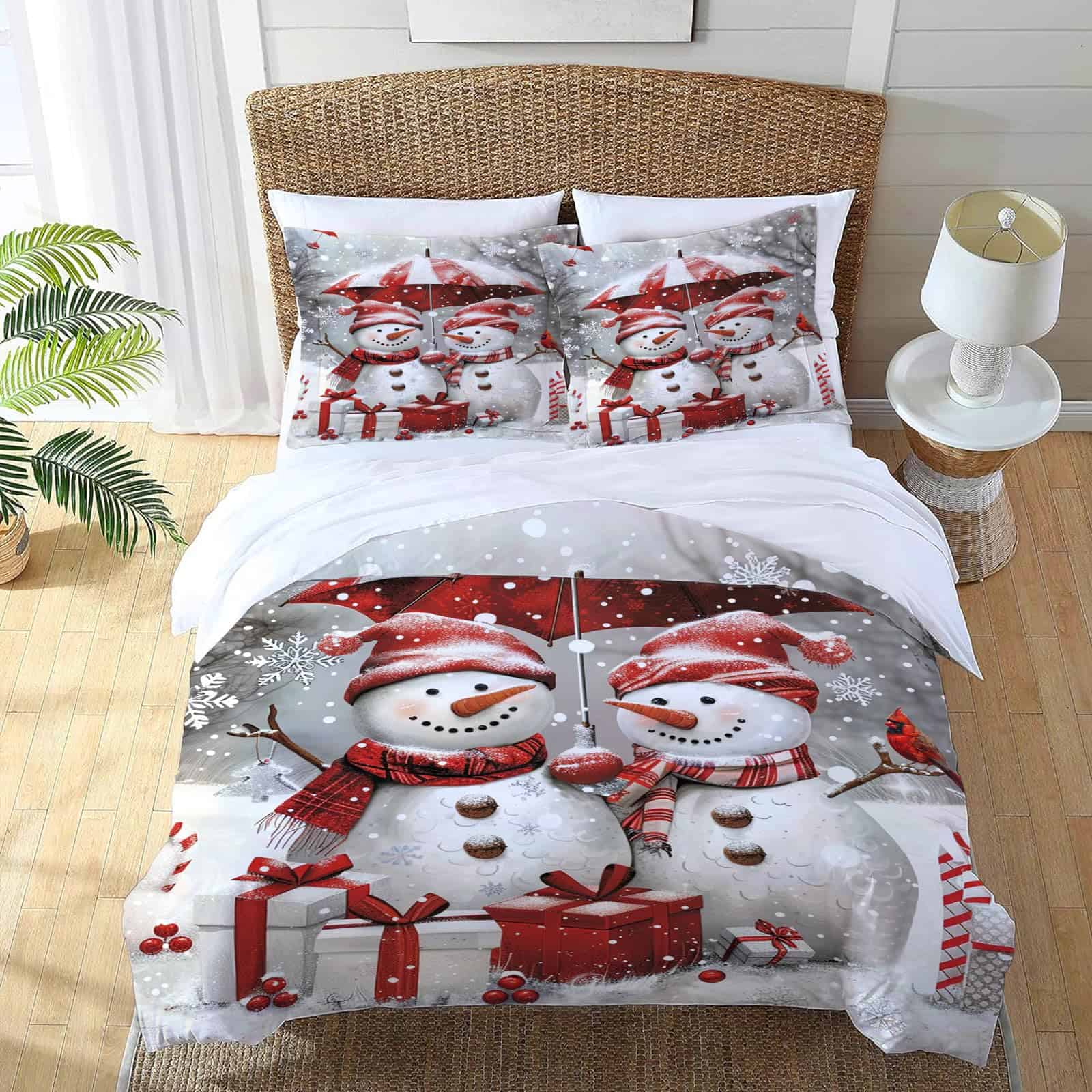 Set de Ropa de Cama de Muñeco de Nieve Funda de Edredón - Imagen 4
