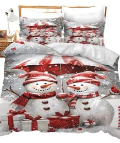 Set de Ropa de Cama de Muñeco de Nieve Funda de Edredón
