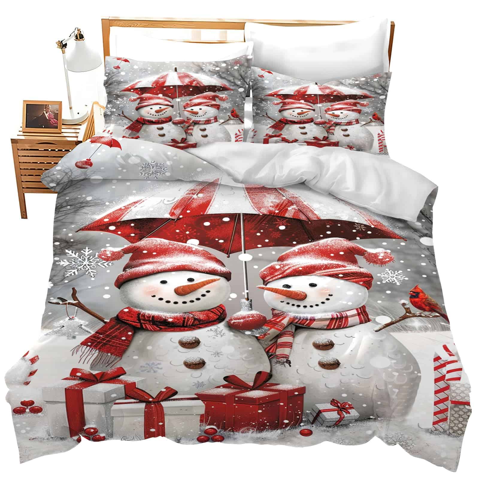 Set de Ropa de Cama de Muñeco de Nieve Funda de Edredón