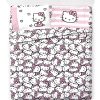 Juego de sábanas Hello Kitty de rayas rosas y corazones