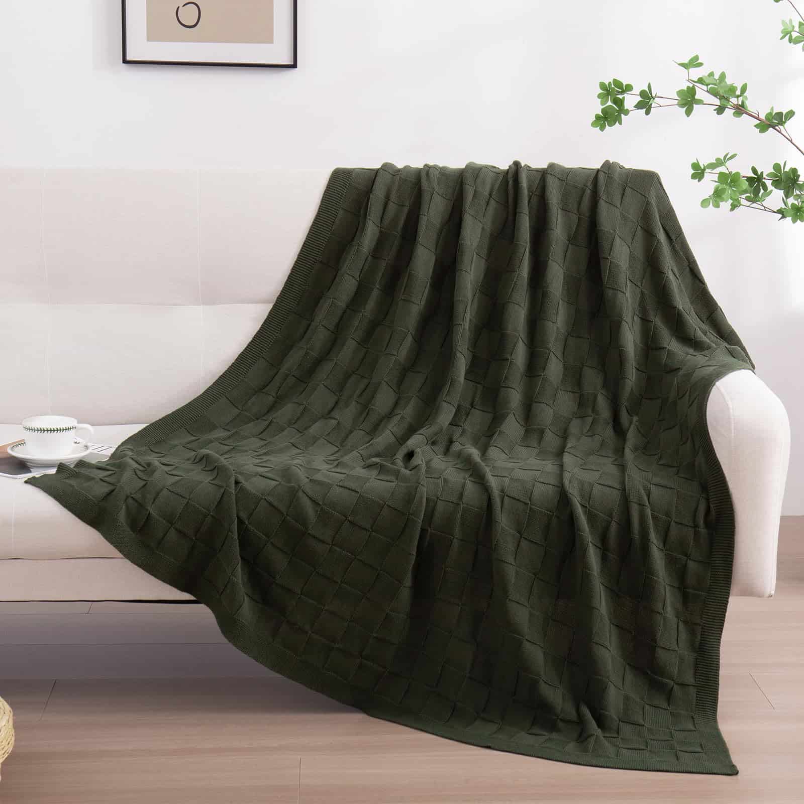 Mantas de algodón 100% puro YIRUIO con patrón a cuadros 3D