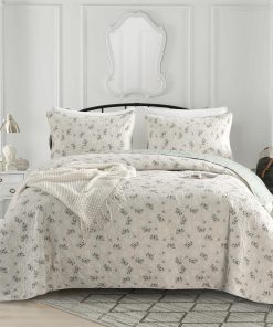 Juego de Colcha Floral BUPIRD Queen 3 Piezas Suave de