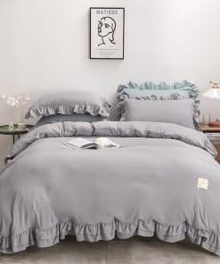 Rvciby Juego de Funda Nórdica con Volantes -Gris (sin Edredó