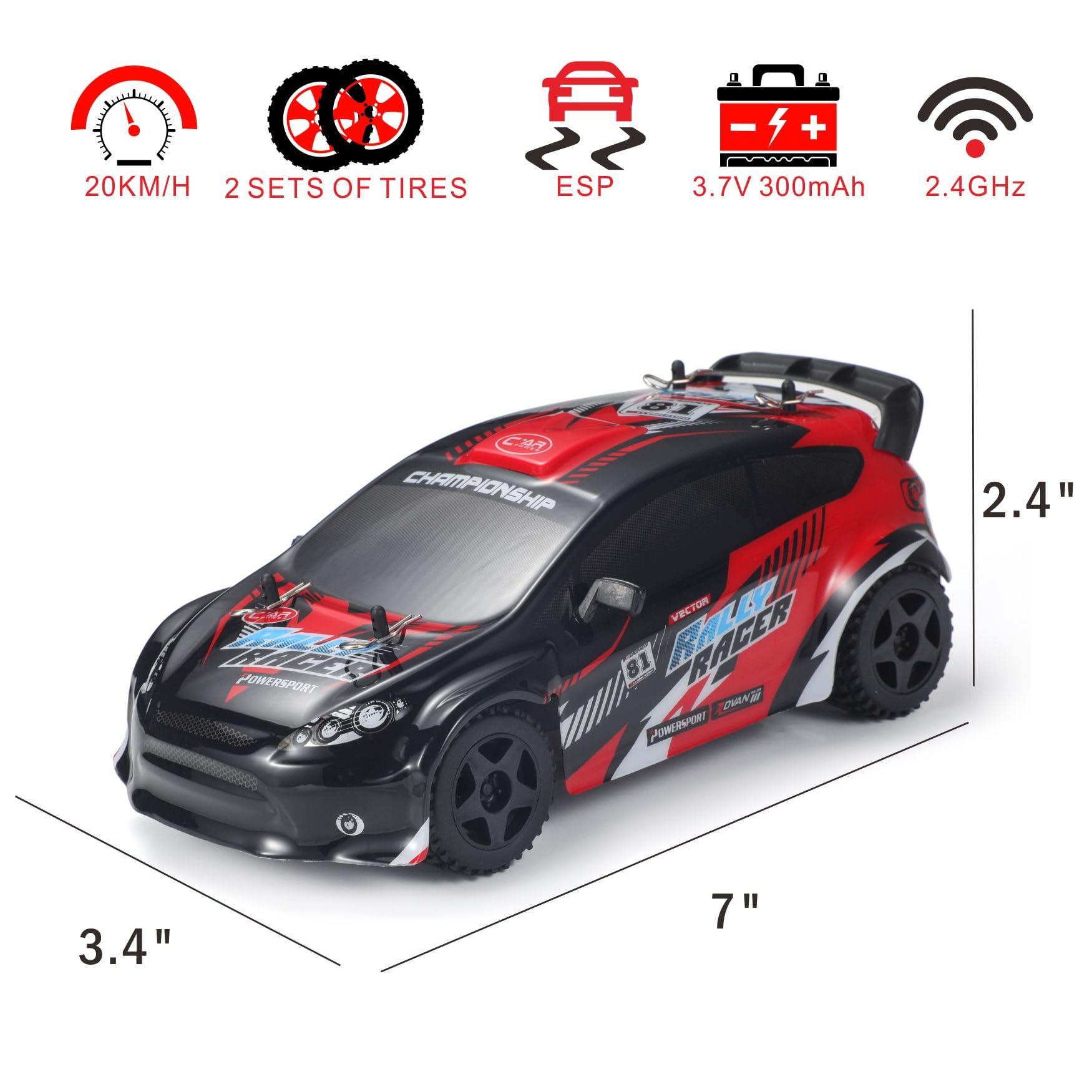 Carro de Control Remoto FACar 2410 1/24 Escala RC Drift - Imagen 3