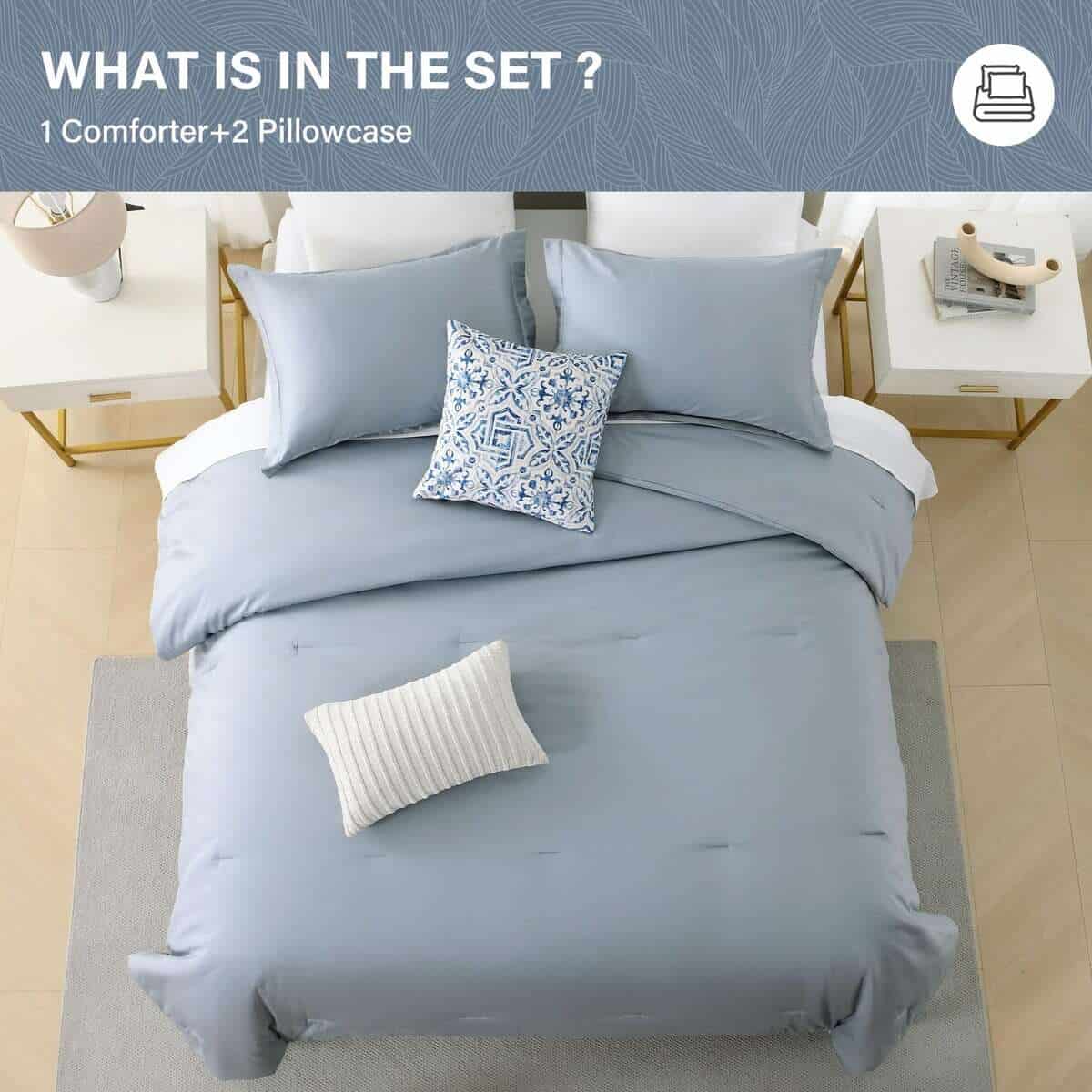 Juego de edredón Queen SahSahCasa, juego de -Azul - Imagen 7