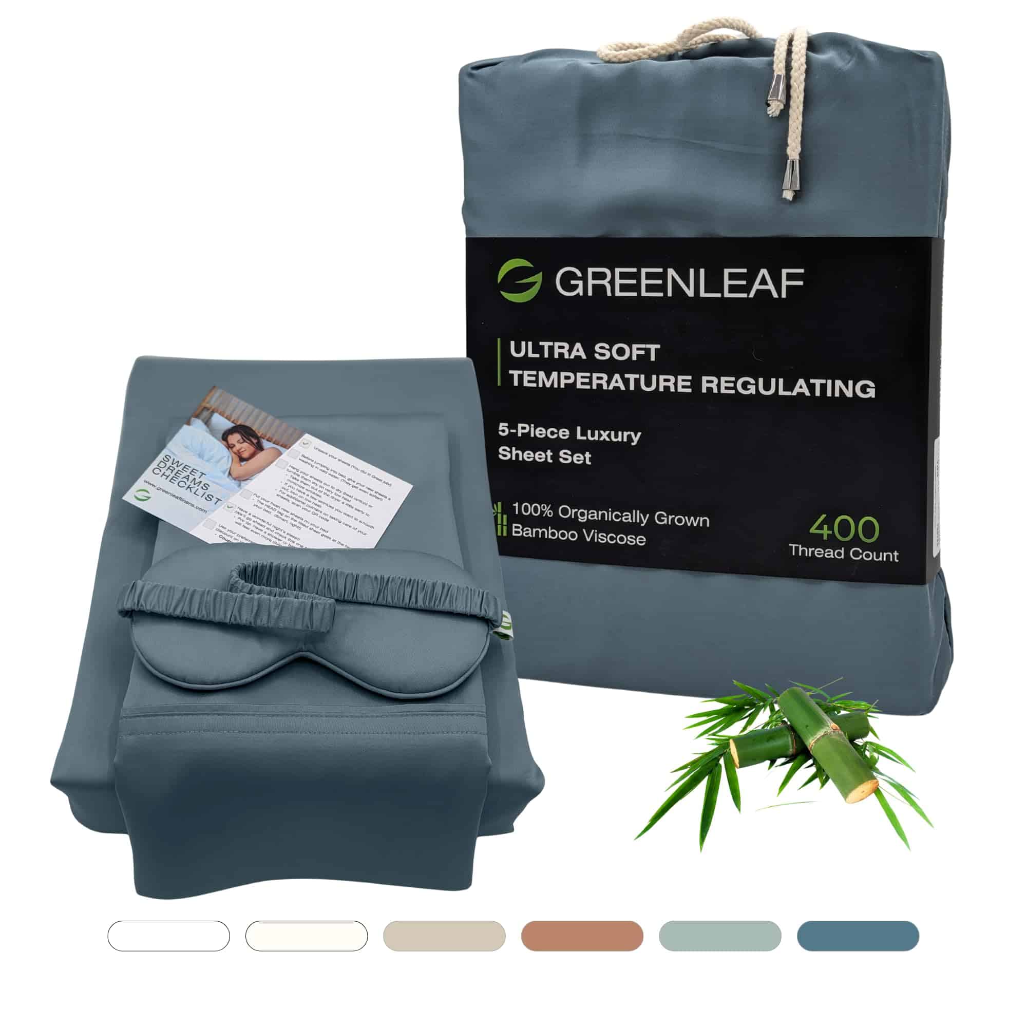 Juego de sábanas para cama Queen GREENLEAF, Azul Océano |