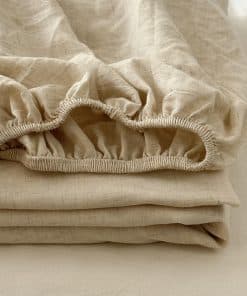 Sábana Ajustable de Lino 1 Paquete Tamaño Completo,