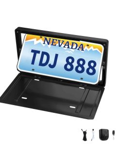 Marco de placa de matrícula de coche con tapa basculante