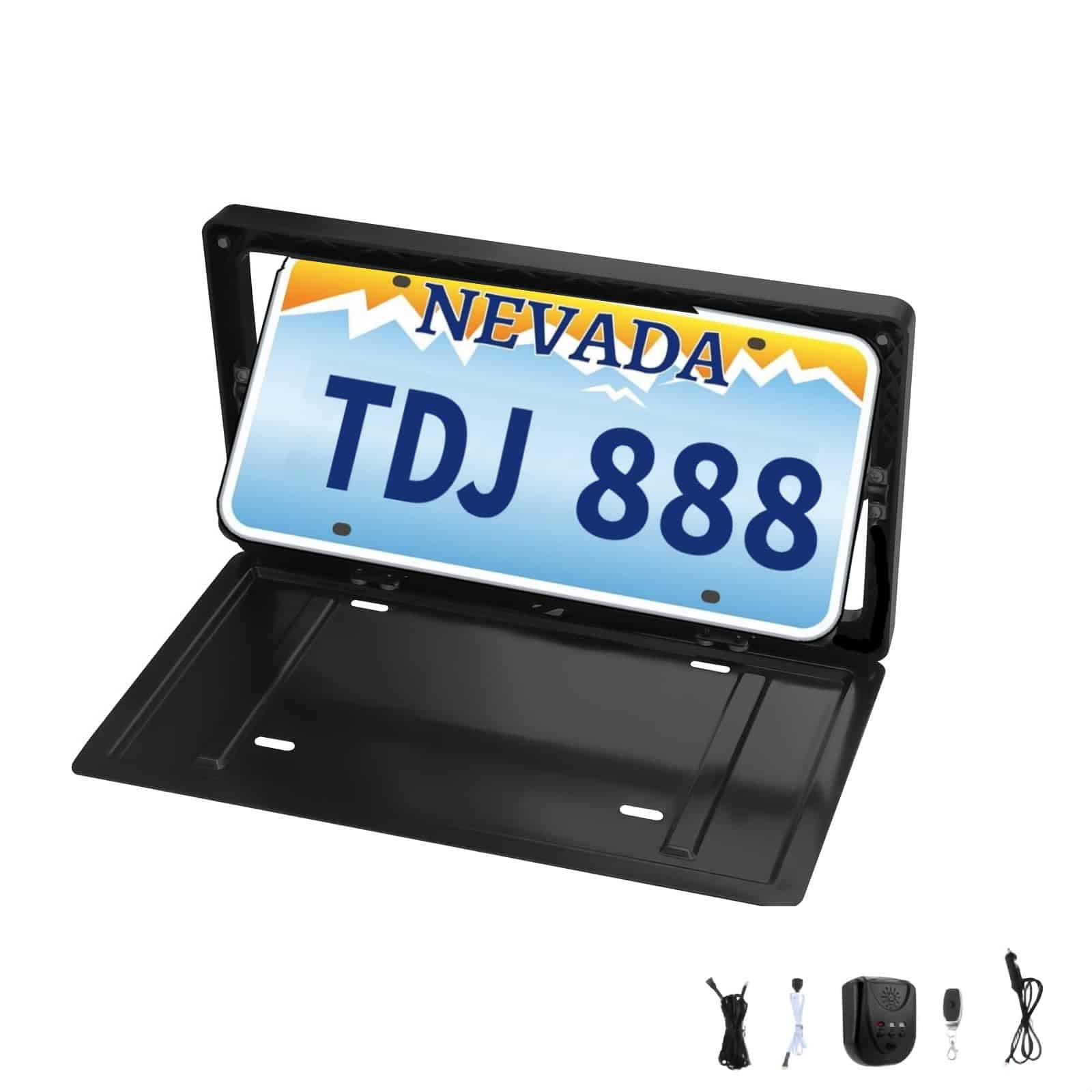 Marco de placa de matrícula de coche con tapa basculante