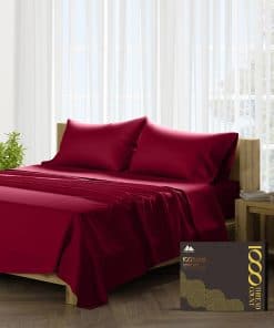 Juego de sábanas 100% algodón egipcio -Borgoña