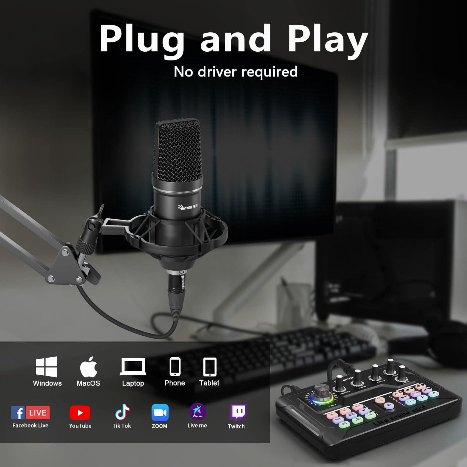 Paquete de Equipo para Podcast Hayner-Seek, Interface de - Imagen 7