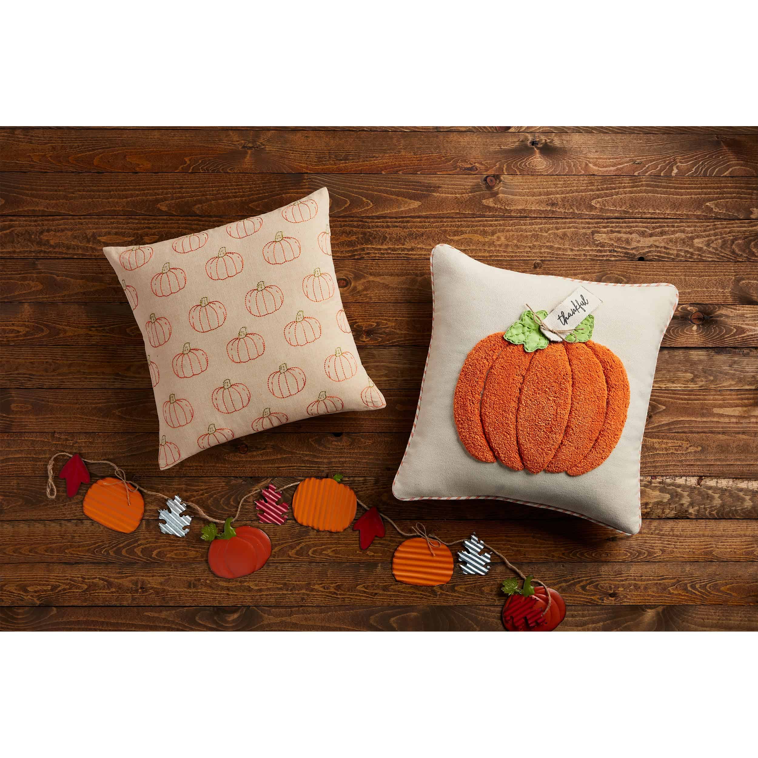 Almohada de Calabaza Naranja con Mechones de Barro, 20" x - Imagen 3