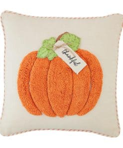 Almohada de Calabaza Naranja con Mechones de Barro, 20" x