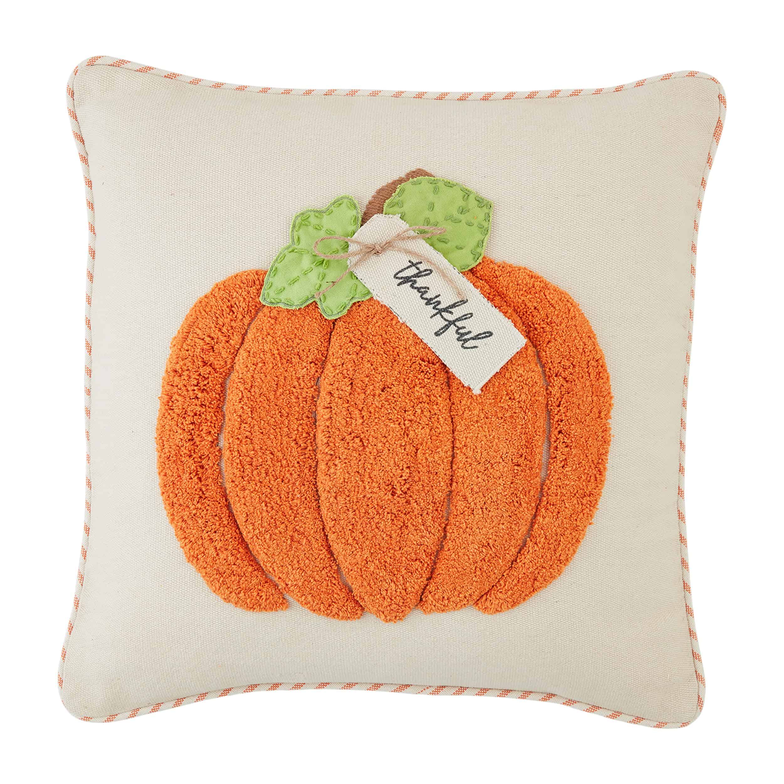 Almohada de Calabaza Naranja con Mechones de Barro, 20" x