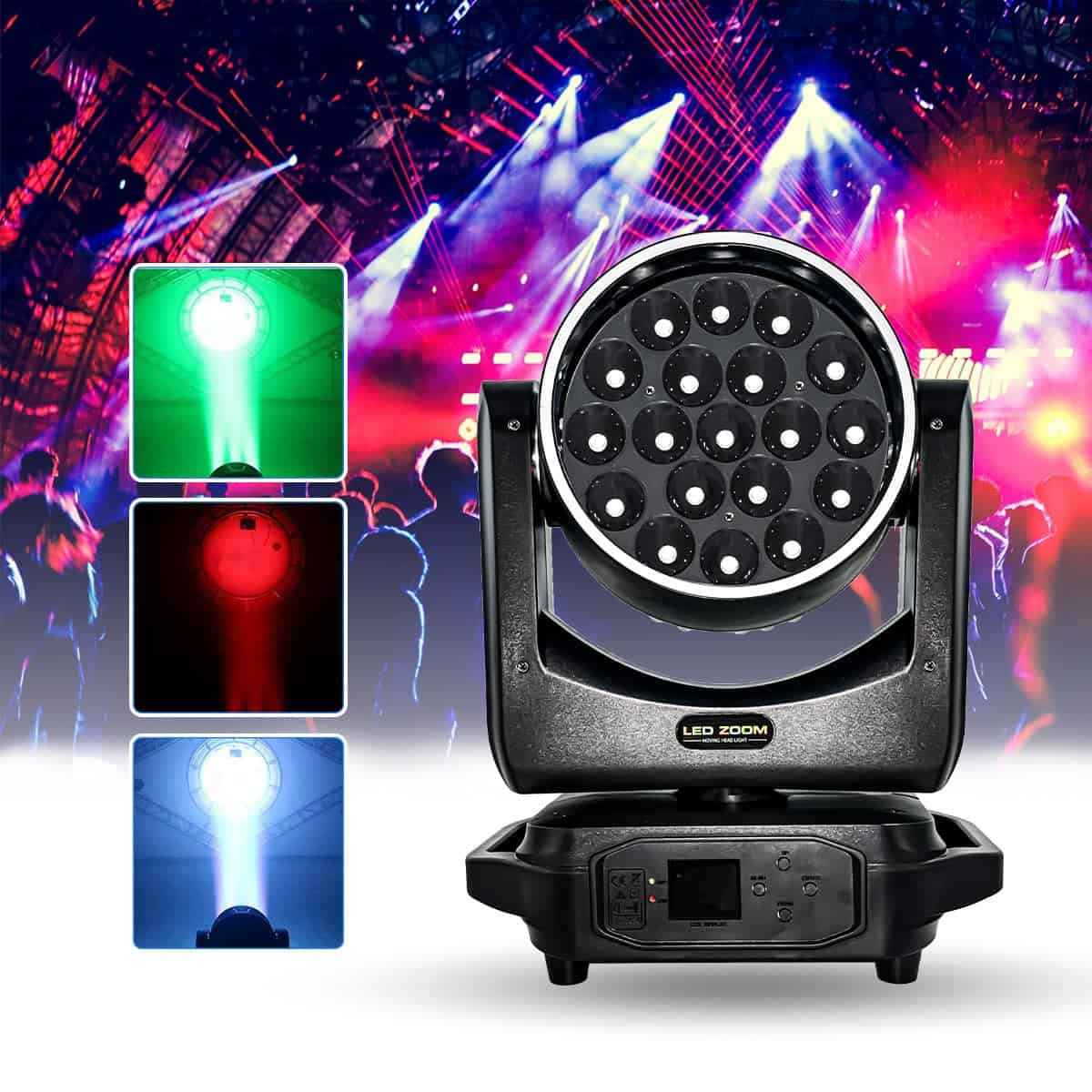 Weikass 1pcs LED 19x15W Wash Zoom Moving Head Stage Light
