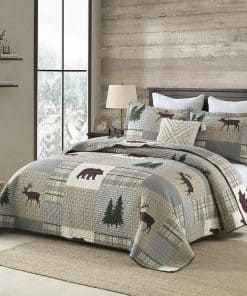 Juego de Edredón King Size Uniclinens, -Marrón/Gris/Verde