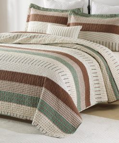 Edredón Queen rayado CozyQQ - Edredón de algodón 100%