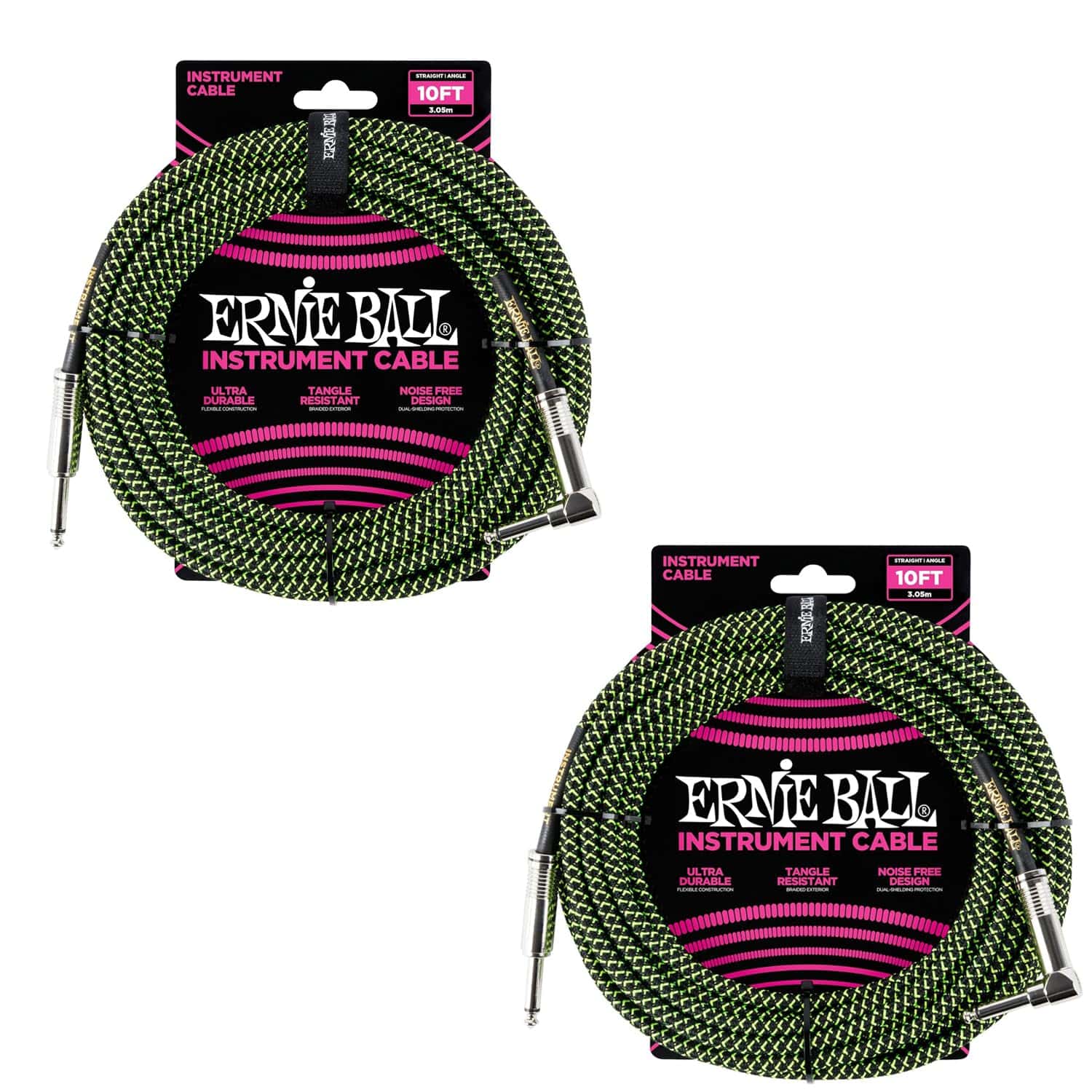 Cable de Instrumento Trenzado Ernie Ball Recto Ángulo 10