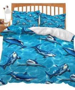 Juego de Edredón con Tema de Tiburón Set de Conforter Funda