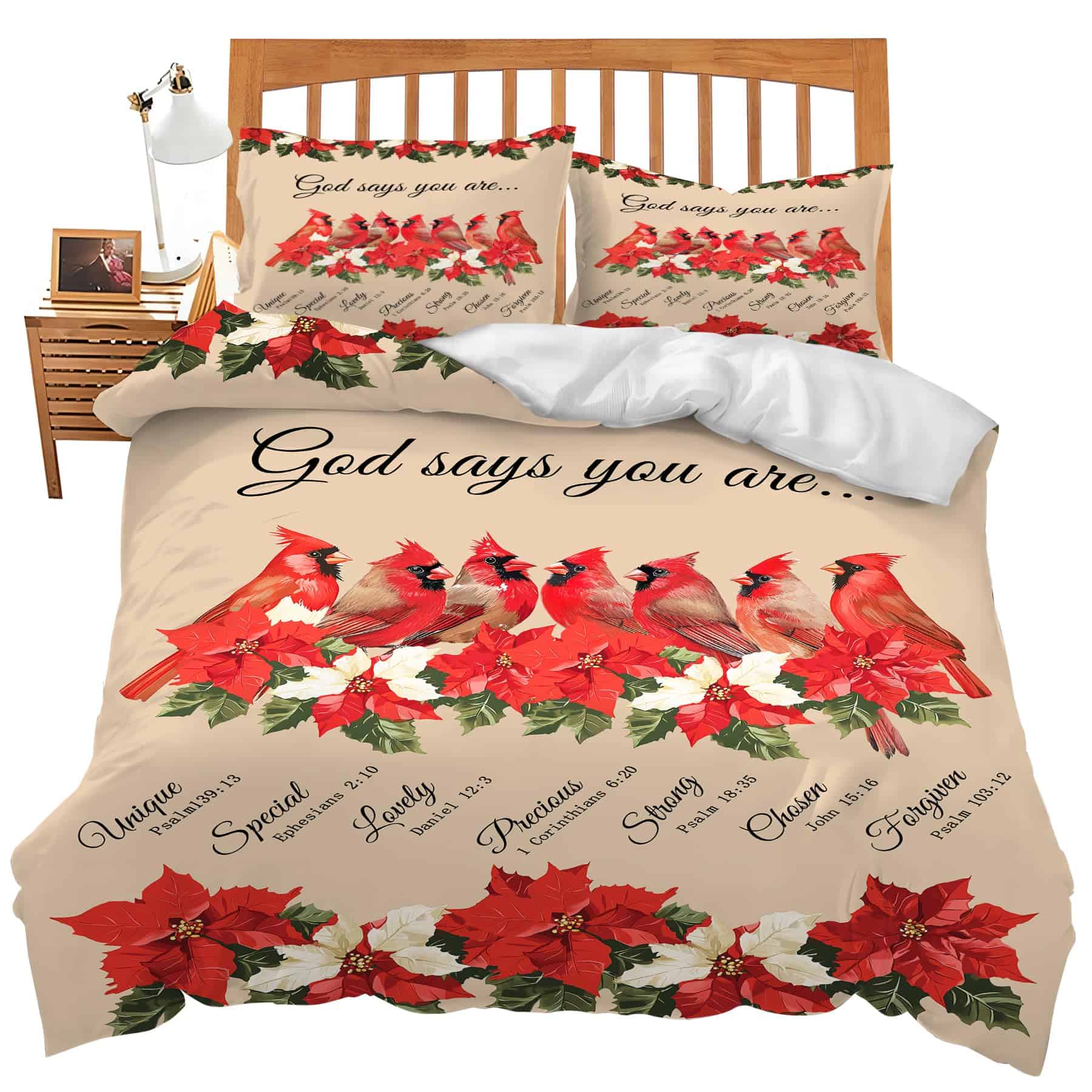Set de Ropa de Cama Rojo con Temática de Cardenal Juego de