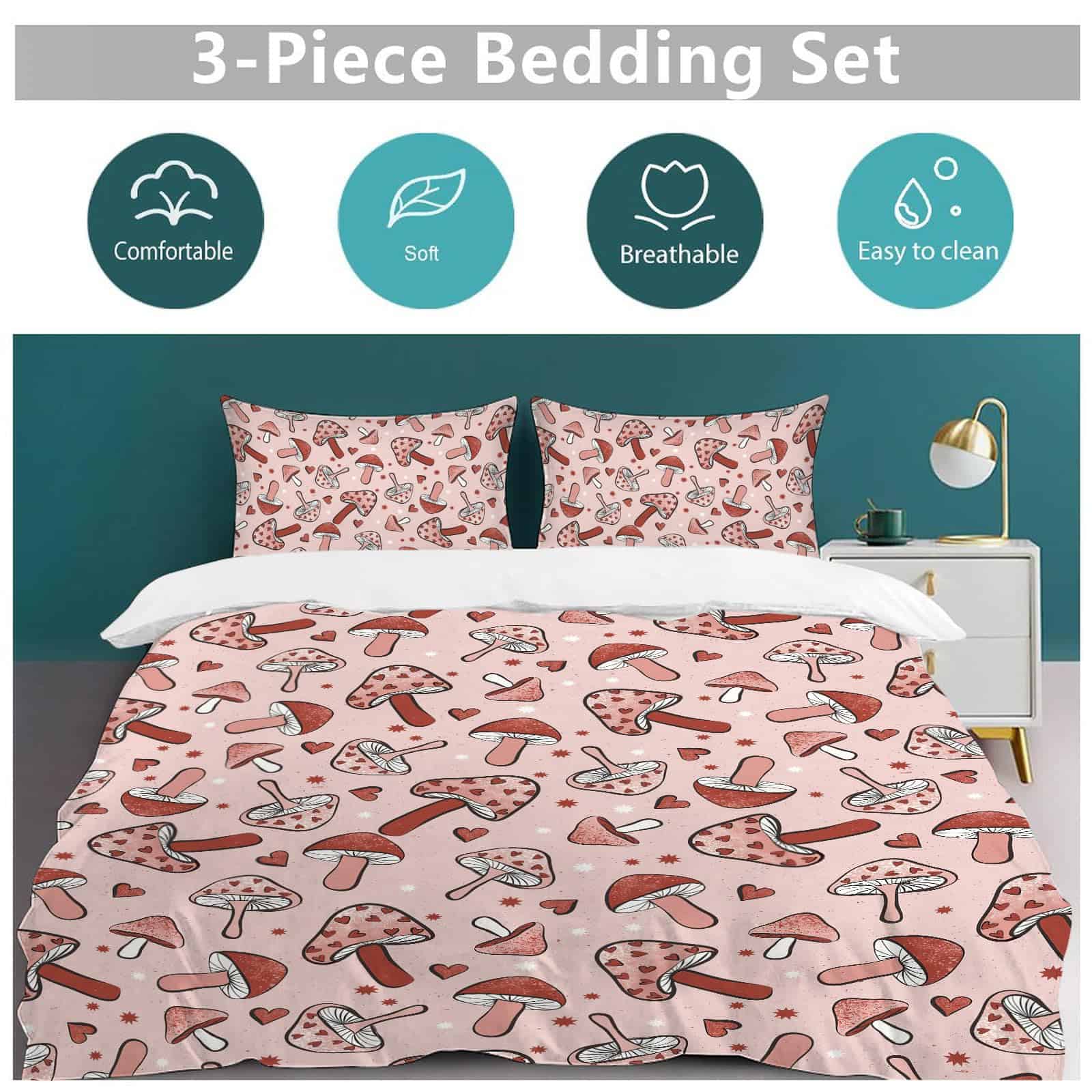 Juego de Cama con Temática de Hongos Set de Edredón Funda - Imagen 6