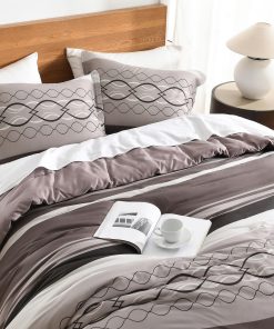 Juego de Edredón de Algodón SahSahCasa Tamaño -Marrón Oscuro