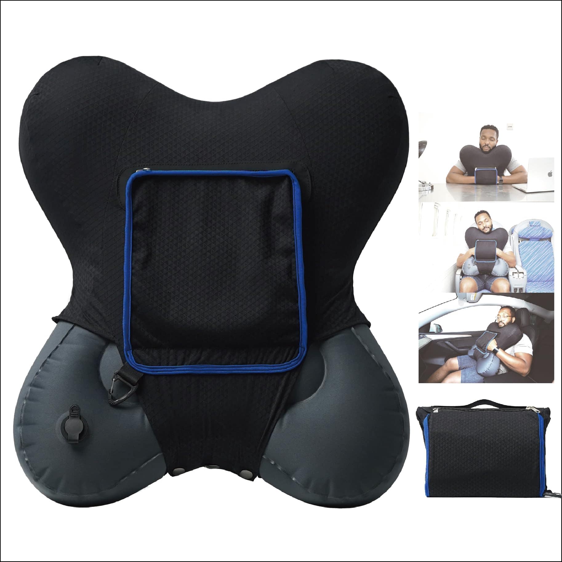 Almohada de Viaje Inflable HEYDNA X-Travel con Bolsillos