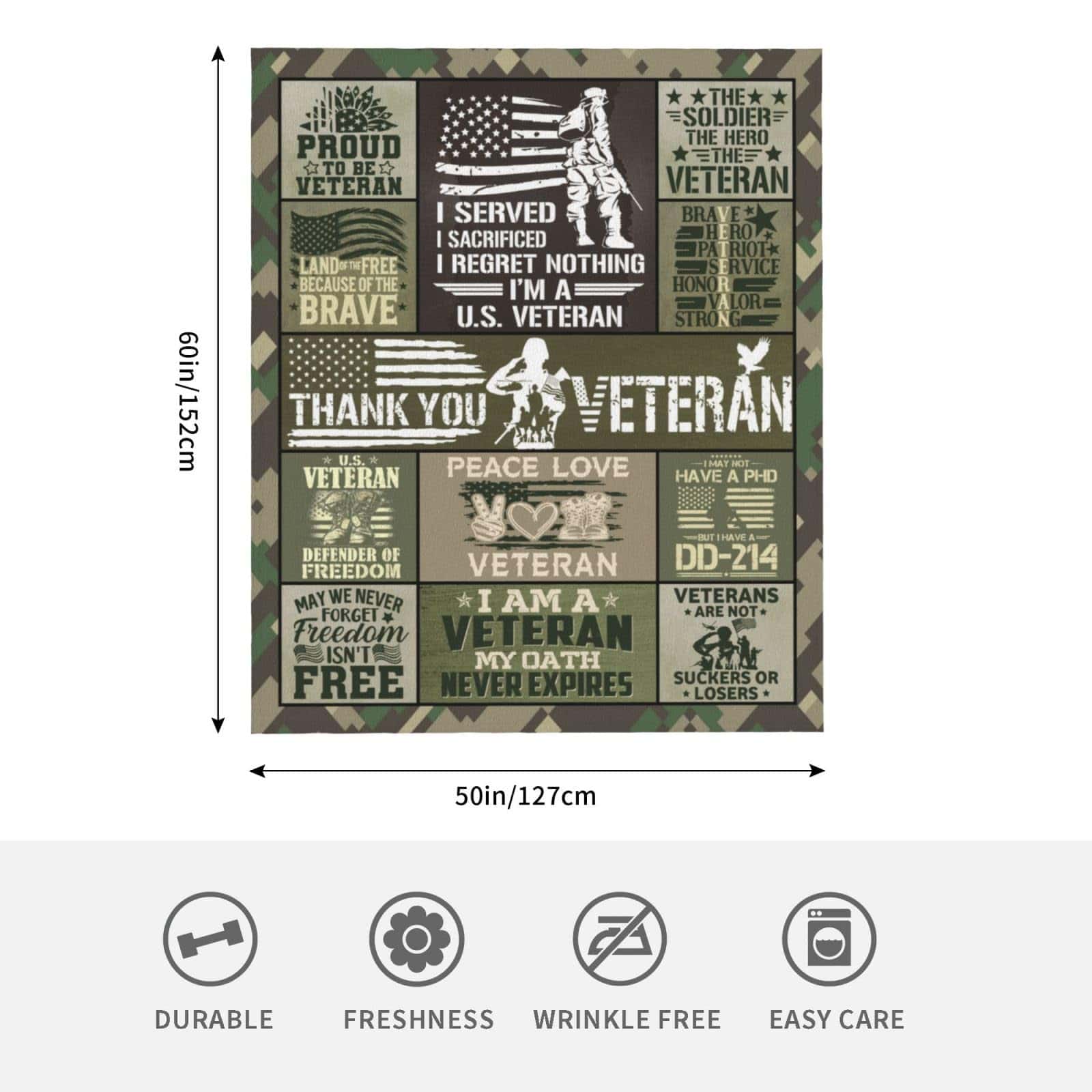 Regalos para veteranos, Manta para veteranos 60" x 50", - Imagen 6