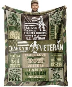 Regalos para veteranos, Manta para veteranos 60" x 50",