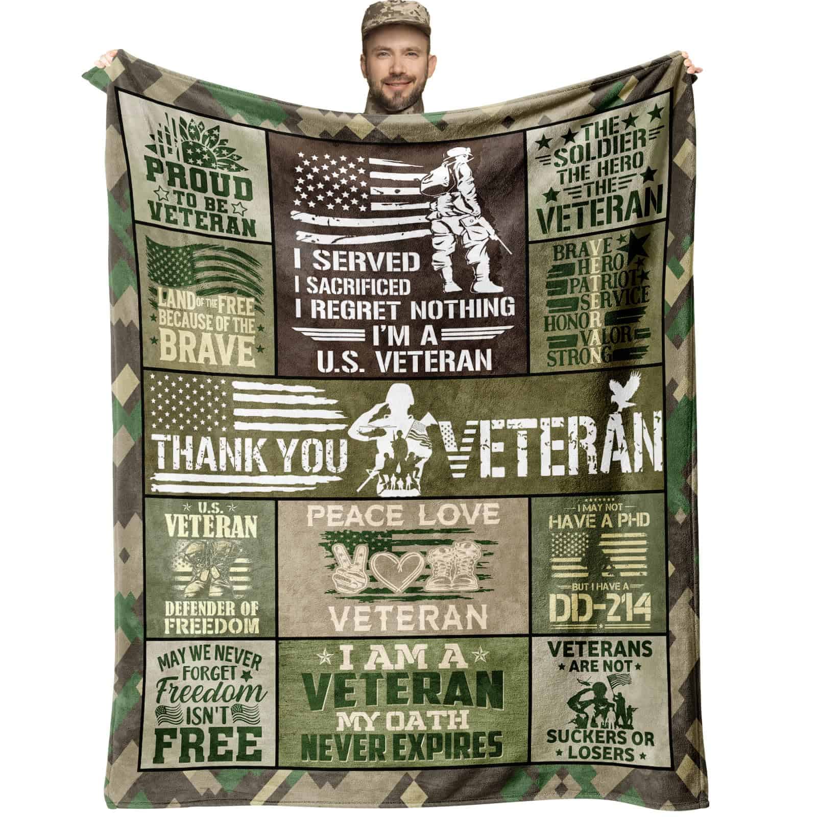 Regalos para veteranos, Manta para veteranos 60" x 50",