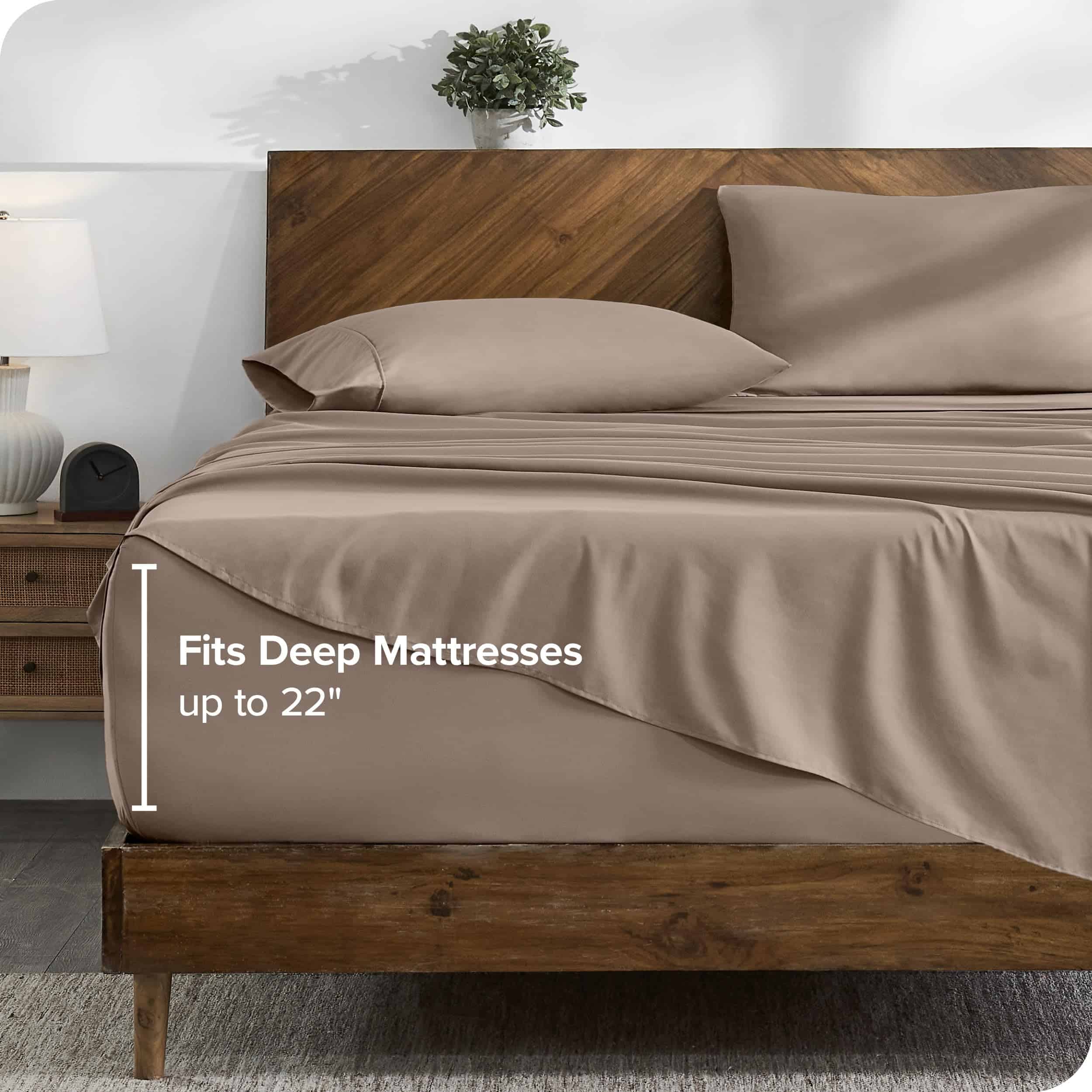 Juego de Sábanas Bare Home Twin XL - Bolsillos -Taupe - Imagen 4