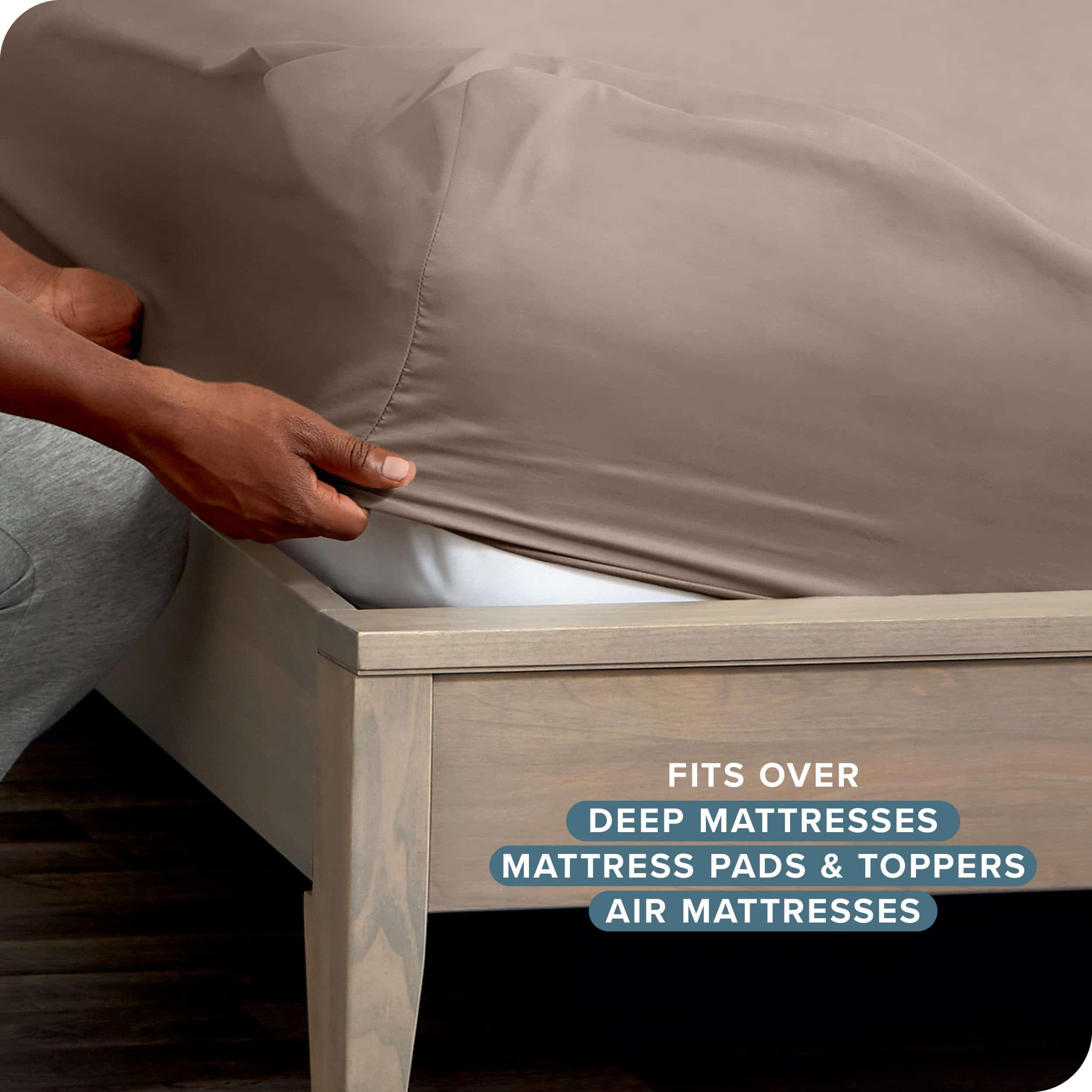 Juego de Sábanas Bare Home Twin XL - Bolsillos -Taupe - Imagen 6