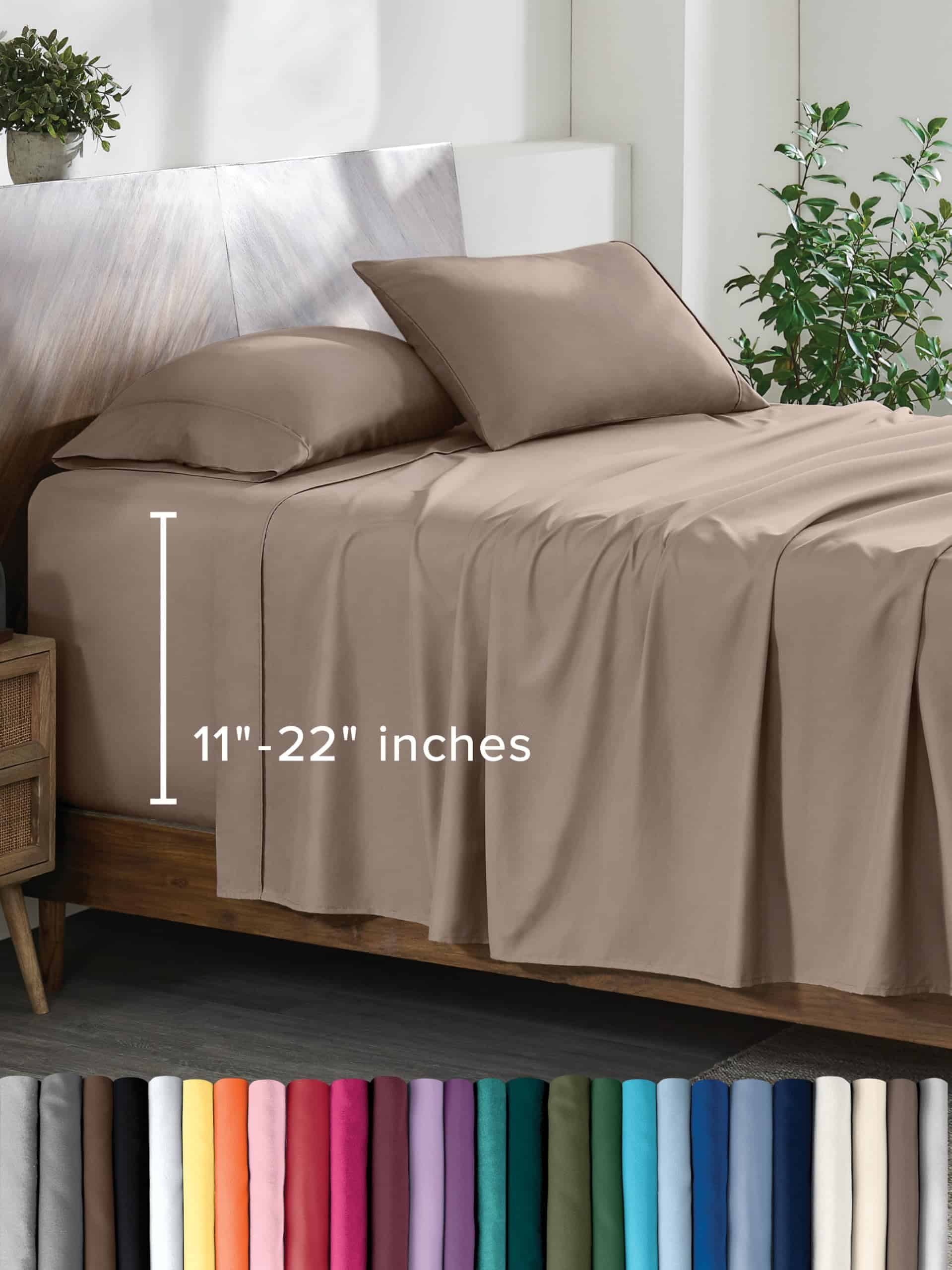 Juego de Sábanas Bare Home Twin XL - Bolsillos -Taupe