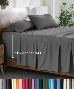 Juego de sábanas Twin XL Bare Home - Bolsillos de 22" de