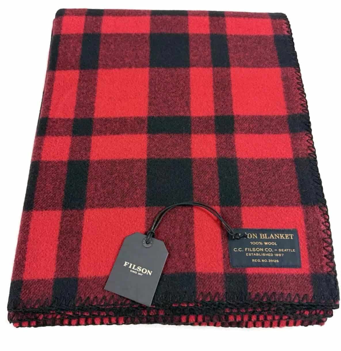 Manta de Lana Mackinaw Filson Rojo/Negro Cuadro Tradicional
