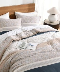 Set de edredón Queen CozyStitch a rayas, Edredones Queen de