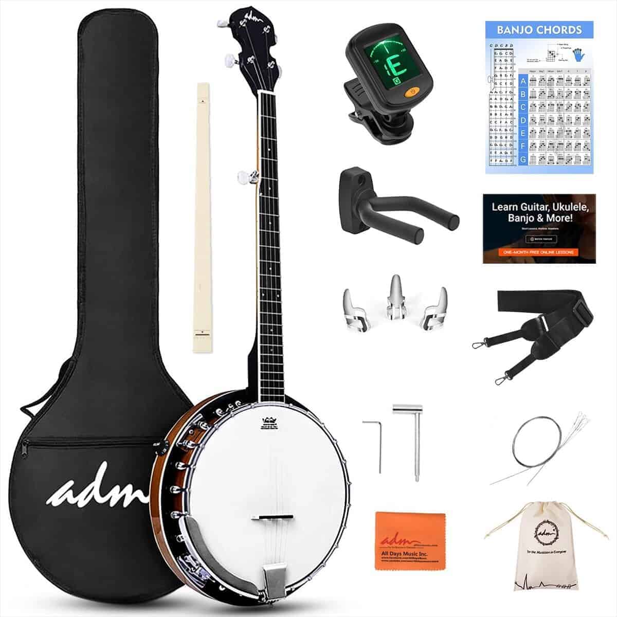 ADM Banjo 5 Strings Full Size Set Acústico Eléctrico Banjos