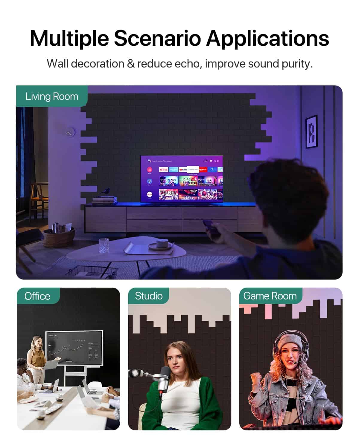 Paneles Insonorizantes para Paredes, Paquete de 18 Paneles - Imagen 7