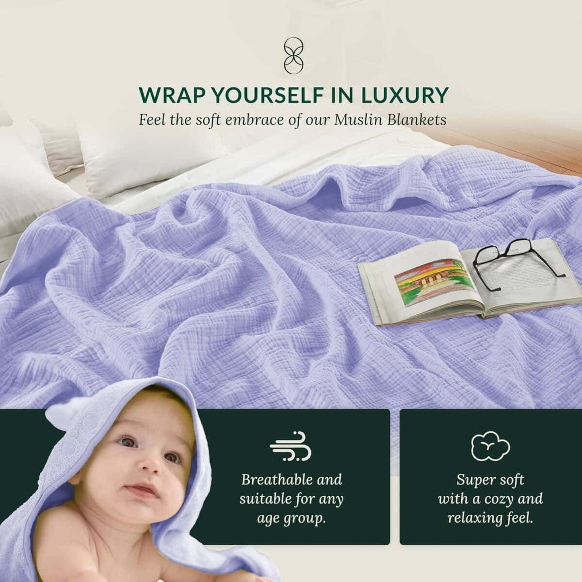 Manta de Lino de Algodón Cloud Scape King Size para Cama - Imagen 4